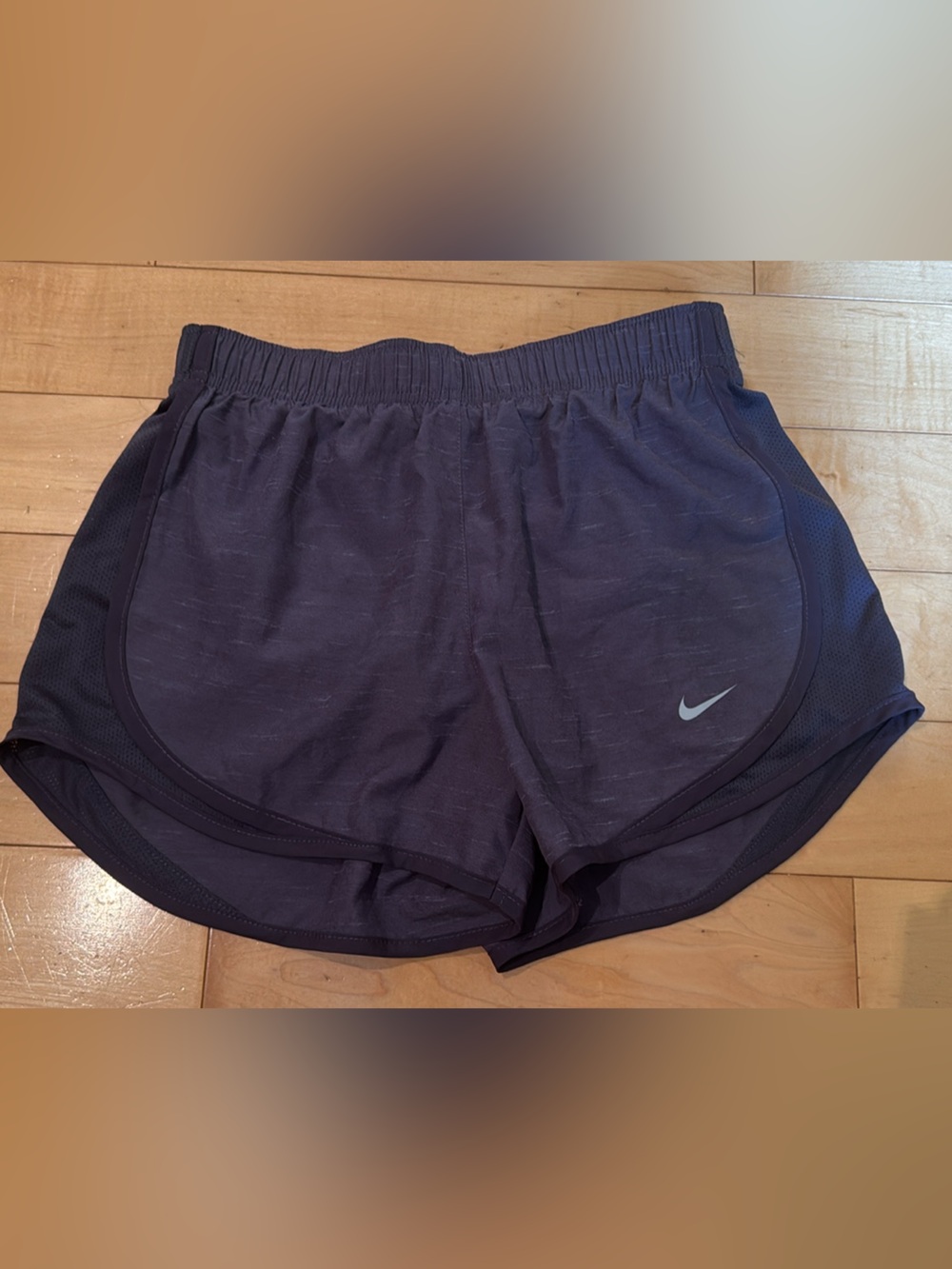 Nike Women's Deep Plum Athletic Shorts with White Swoosh